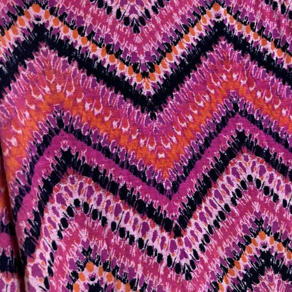 New Directions Maxi Skirt Size M Pull On Pink Multicolor Chevron Print READ - Picture 4 of 11